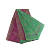 Sanskriti Vintage Purple/Green Sarees 100% Pure Silk Printed Sari Craft Sustainable Fabric