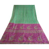 Sanskriti Vintage Purple/Green Sarees 100% Pure Silk Printed Sari Craft Sustainable Fabric