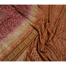 Load image into Gallery viewer, Sanskriti Vintage Sarees Red/Brown Bandhani Printed Pure Silk Sari Craft Fabric
