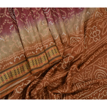 Load image into Gallery viewer, Sanskriti Vintage Sarees Red/Brown Bandhani Printed Pure Silk Sari Craft Fabric
