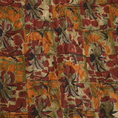 Sanskriti Vintage Sarees Multi 100% Pure Silk Printed Sari Soft 5YD Craft Sustainable Fabric