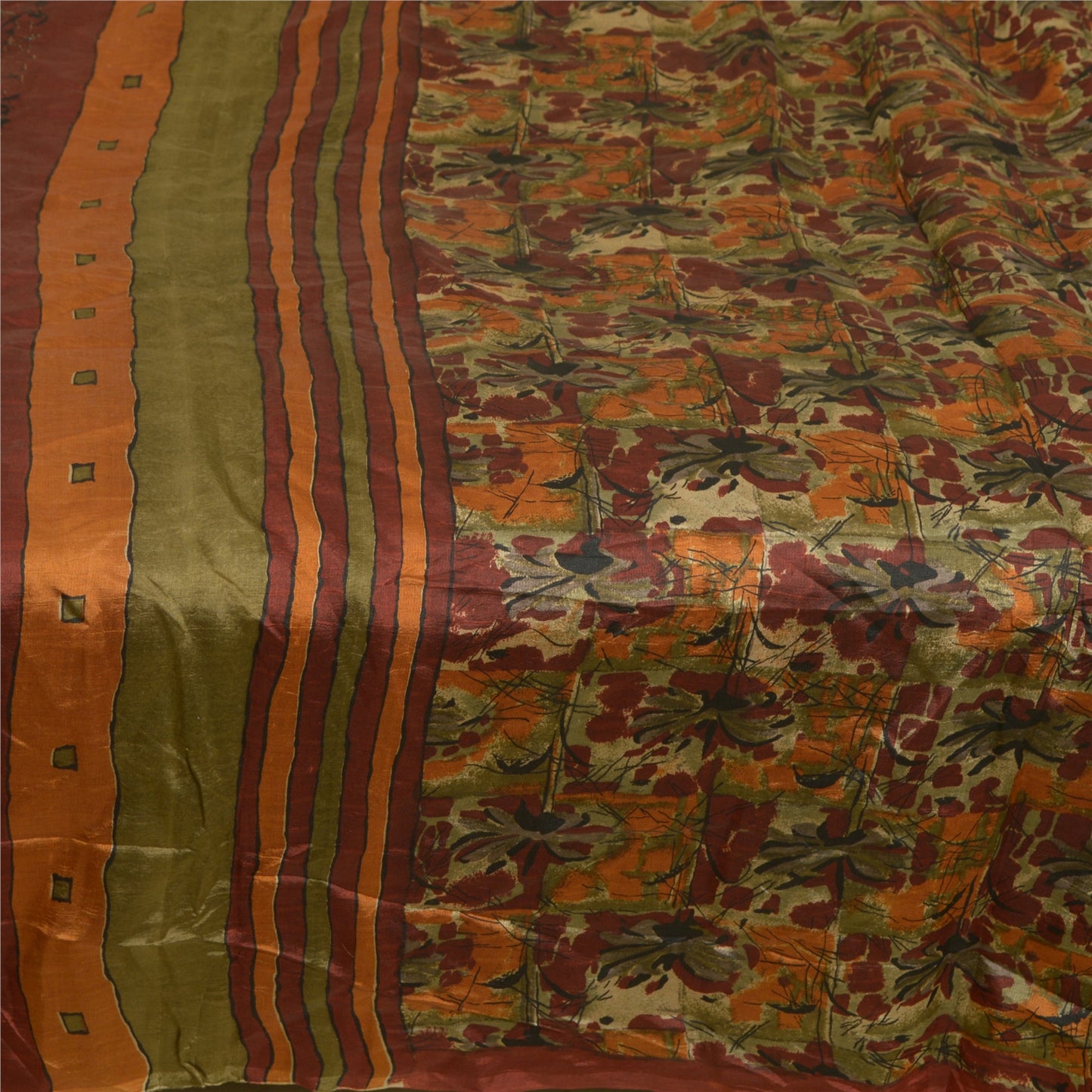 Sanskriti Vintage Sarees Multi 100% Pure Silk Printed Sari Soft 5YD Craft Sustainable Fabric