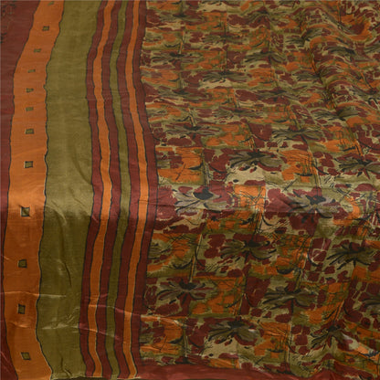 Sanskriti Vintage Sarees Multi 100% Pure Silk Printed Sari Soft 5YD Craft Sustainable Fabric