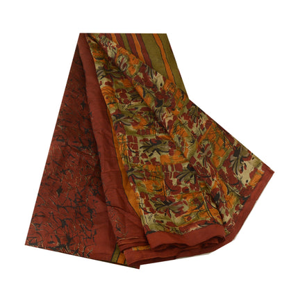 Sanskriti Vintage Sarees Multi 100% Pure Silk Printed Sari Soft 5YD Craft Sustainable Fabric