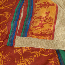 Load image into Gallery viewer, Sanskriti Vintage Sarees Cream Pure Silk Tribal Human Printed Sari Craft Fabric
