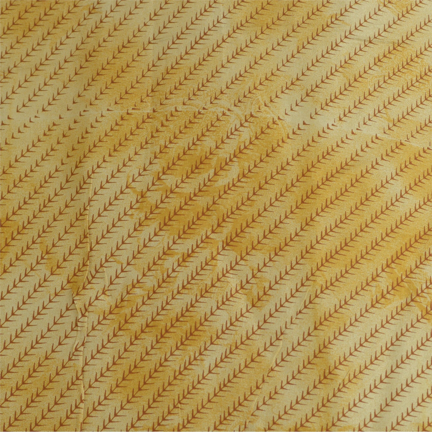 Sanskriti Vintage Sarees Ivory/Brown Pure Silk Printed Sari Floral Craft Sustainable Fabric