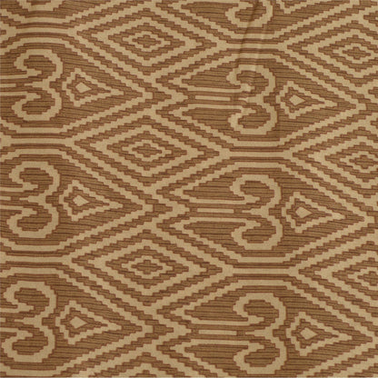 Sanskriti Vintage Sarees Brown 100% Pure Silk Printed Sari 5yd Soft Craft Sustainable Fabric