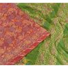 Sanskriti Vintage Sarees Red/Green 100% Pure Silk Printed Sari 5yd Craft Sustainable Fabric