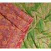 Sanskriti Vintage Sarees Red/Green 100% Pure Silk Printed Sari 5yd Craft Sustainable Fabric