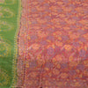 Sanskriti Vintage Sarees Red/Green 100% Pure Silk Printed Sari 5yd Craft Sustainable Fabric