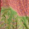 Sanskriti Vintage Sarees Red/Green 100% Pure Silk Printed Sari 5yd Craft Sustainable Fabric