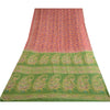 Sanskriti Vintage Sarees Red/Green 100% Pure Silk Printed Sari 5yd Craft Sustainable Fabric