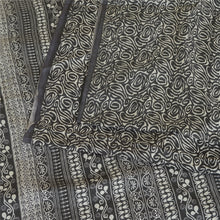 Load image into Gallery viewer, Sanskriti Vintage Sarees Indian Black Pure Silk Printed Sari Floral Craft Fabric
