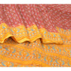Sanskriti Vintage Sarees Red/Yellow Pure Silk Printed Sari Floral Craft Sustainable Fabric