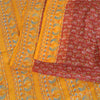 Sanskriti Vintage Sarees Red/Yellow Pure Silk Printed Sari Floral Craft Sustainable Fabric