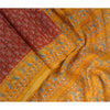 Sanskriti Vintage Sarees Red/Yellow Pure Silk Printed Sari Floral Craft Sustainable Fabric