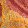Sanskriti Vintage Sarees Red/Yellow Pure Silk Printed Sari Floral Craft Sustainable Fabric