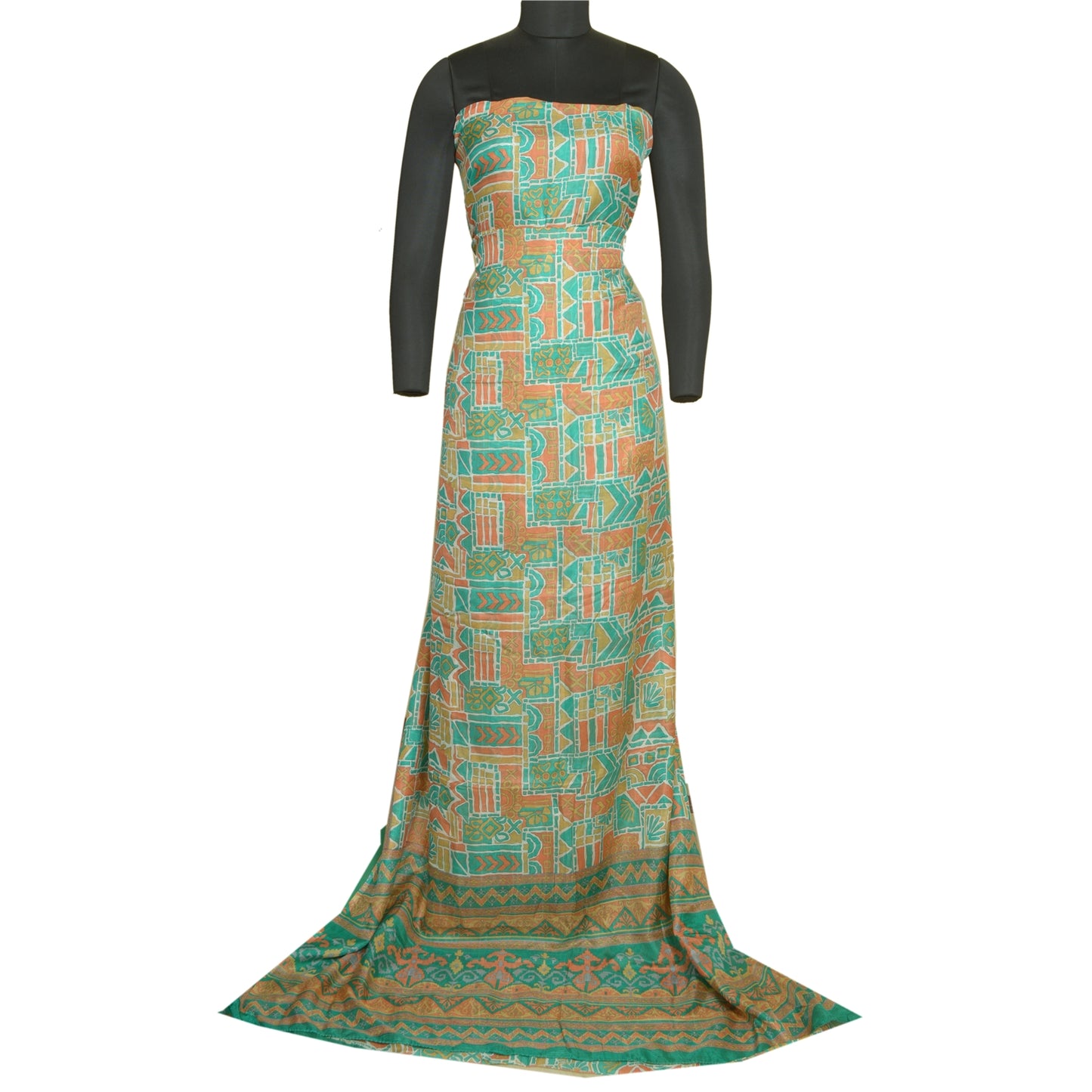 Sanskriti Vintage Sarees Indian Multi 100% Pure Silk Printed Sari Craft Sustainable Fabric