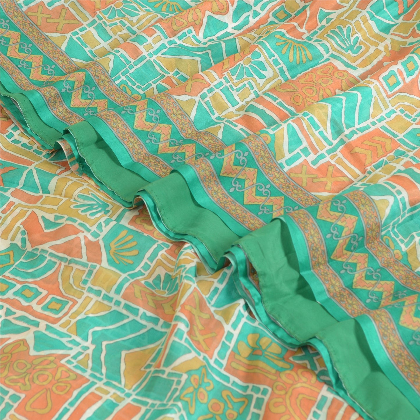 Sanskriti Vintage Sarees Indian Multi 100% Pure Silk Printed Sari Craft Sustainable Fabric