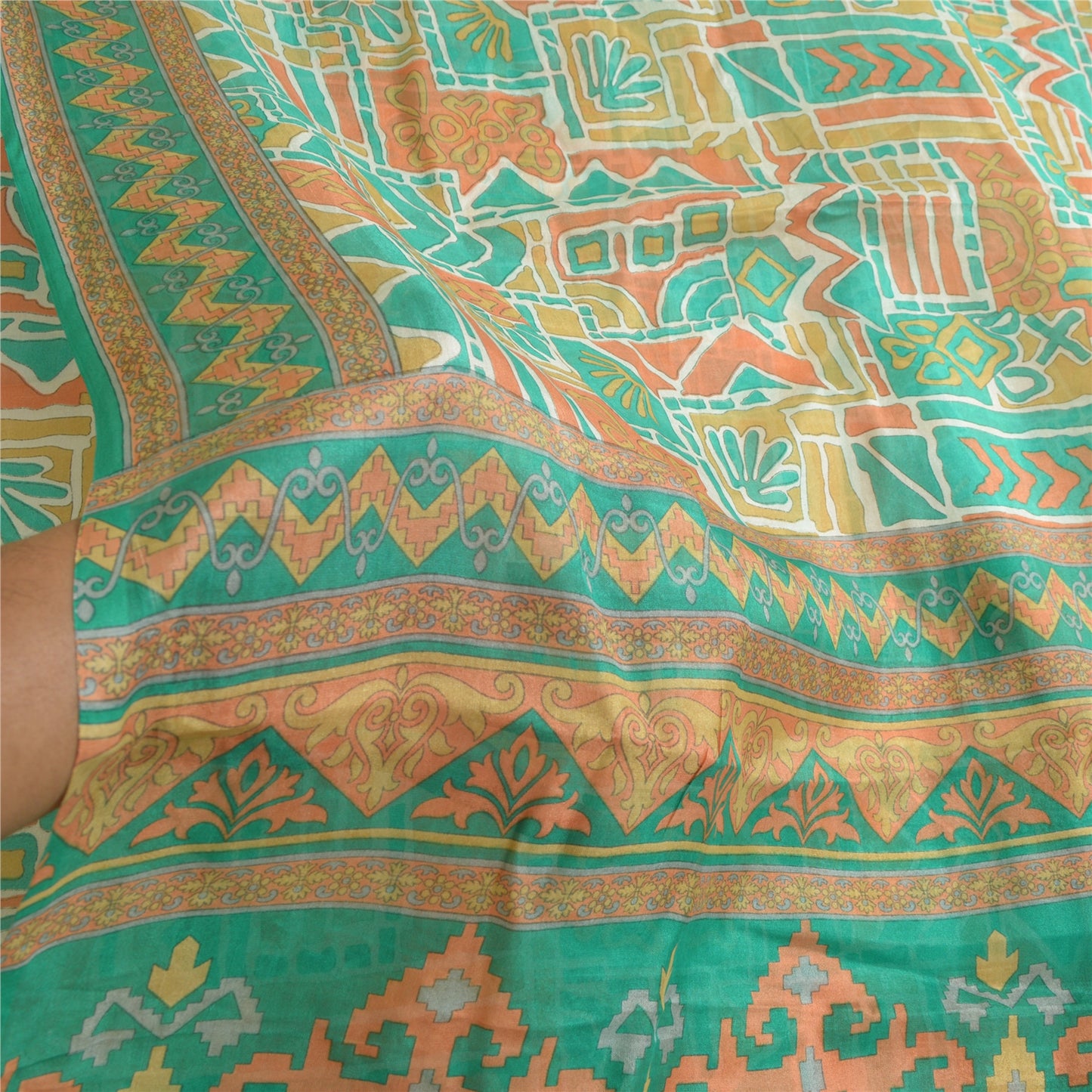 Sanskriti Vintage Sarees Indian Multi 100% Pure Silk Printed Sari Craft Sustainable Fabric