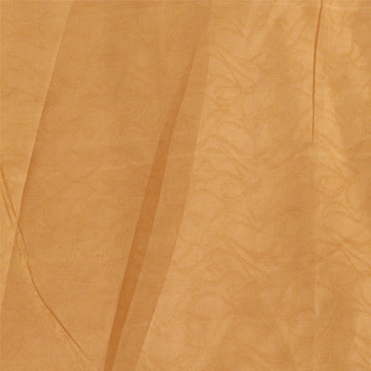 Sanskriti Vintage Sarees Saffron Woven/Printed Pure Silk Sari 5yd Craft Sustainable Fabric