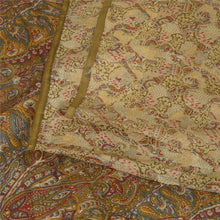 Load image into Gallery viewer, Sanskriti Vintage Sarees From India Cream Printed Pure Silk Sari Craft Fabric
