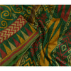 Sanskriti Vintage Sarees Green 100% Pure Silk Printed Sari Floral Craft Sustainable Fabric