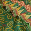 Sanskriti Vintage Sarees Green 100% Pure Silk Printed Sari Floral Craft Sustainable Fabric