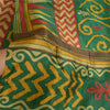 Sanskriti Vintage Sarees Green 100% Pure Silk Printed Sari Floral Craft Sustainable Fabric