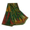 Sanskriti Vintage Sarees Green 100% Pure Silk Printed Sari Floral Craft Sustainable Fabric