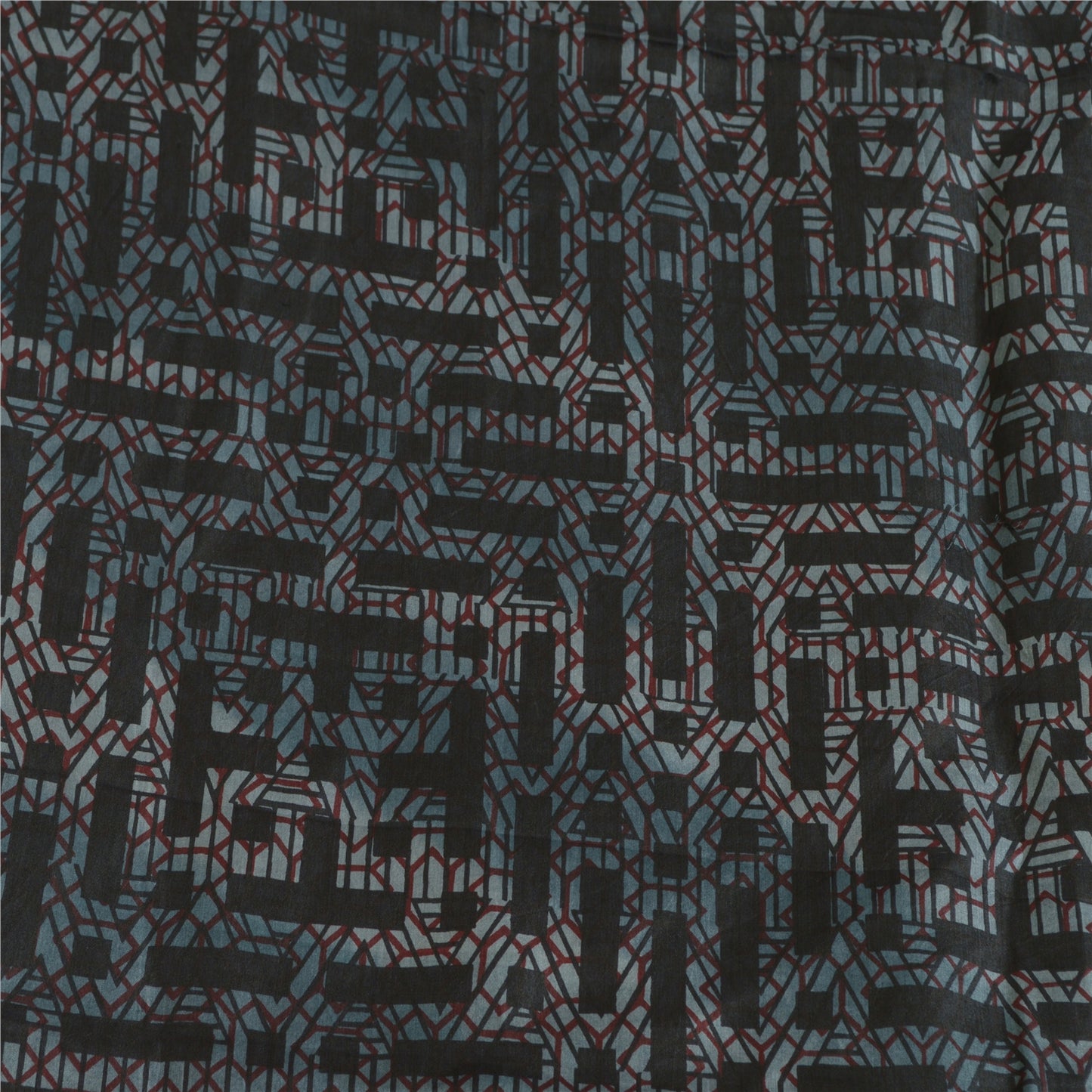 Sanskriti Vintage Sarees From India Black Pure Silk Printed Sari Craft Sustainable Fabric