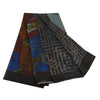Sanskriti Vintage Sarees From India Black Pure Silk Printed Sari Craft Sustainable Fabric