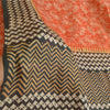 Sanskriti Vintage Sarees Orange/Black 100% Pure Silk Printed Sari Craft Sustainable Fabric