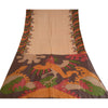 Sanskriti Vintage Sarees Light-Brown 100% Pure Silk Printed Sari Craft Sustainable Fabric