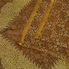 Sanskriti Vintage Sarees Brown Zari Border Pure Silk Printed Sari Craft Sustainable Fabric