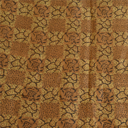 Sanskriti Vintage Sarees Brown Zari Border Pure Silk Printed Sari Craft Sustainable Fabric