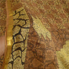 Sanskriti Vintage Sarees Brown Zari Border Pure Silk Printed Sari Craft Sustainable Fabric