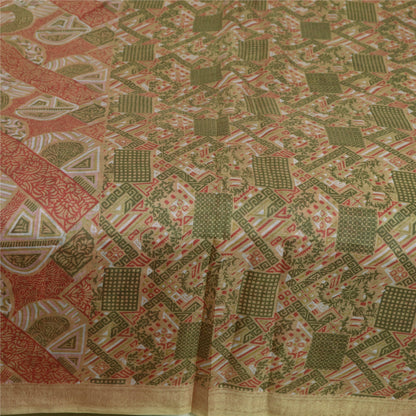 Sanskriti Vintage Sarees Indian Multi 100% Pure Silk Printed Sari Craft Sustainable Fabric