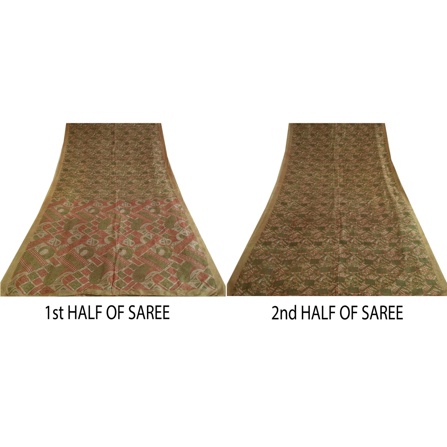 Sanskriti Vintage Sarees Indian Multi 100% Pure Silk Printed Sari Craft Sustainable Fabric