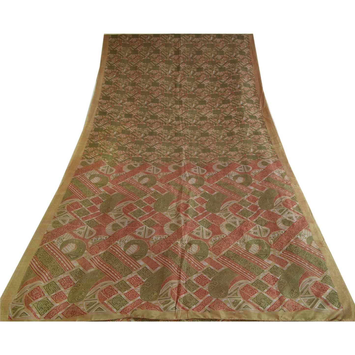 Sanskriti Vintage Sarees Indian Multi 100% Pure Silk Printed Sari Craft Sustainable Fabric