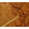 Sanskriti Vintage Sarees Saffron Zari Border Pure Silk Printed Sari Craft Sustainable Fabric