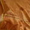 Sanskriti Vintage Sarees Saffron Zari Border Pure Silk Printed Sari Craft Sustainable Fabric