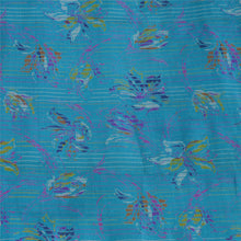 Load image into Gallery viewer, Sanskriti Vintage Sarees Blue/Pink Pure Silk Printed Sari Floral Craft Fabric

