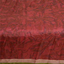Load image into Gallery viewer, Sanskriti Vintage Sarees Dark Red 100% Pure Silk Printed Sari 5yd Craft Fabric
