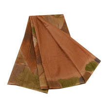 Load image into Gallery viewer, Sanskriti Vintage Sarees Brown Scenery Printed 100% Pure Silk Sari Craft Fabric
