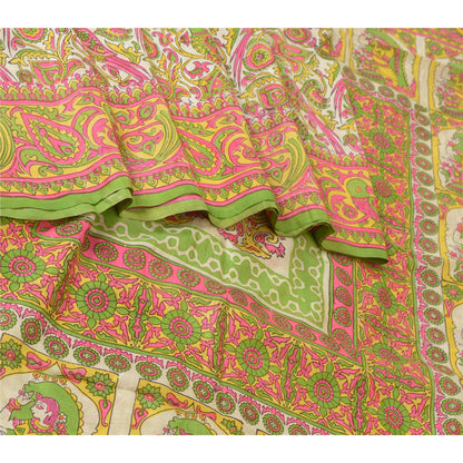 Sanskriti Vintage Sarees Indian Women Parrot Printed Pure Silk Sari Craft Sustainable Fabric