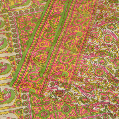 Sanskriti Vintage Sarees Indian Women Parrot Printed Pure Silk Sari Craft Sustainable Fabric