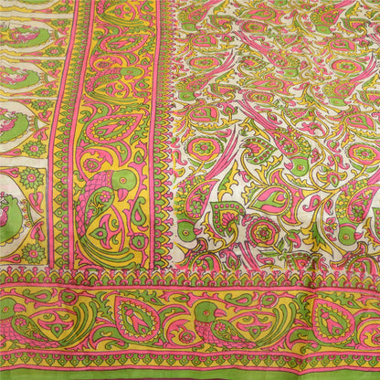 Sanskriti Vintage Sarees Indian Women Parrot Printed Pure Silk Sari Craft Sustainable Fabric