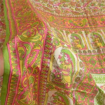 Sanskriti Vintage Sarees Indian Women Parrot Printed Pure Silk Sari Craft Sustainable Fabric