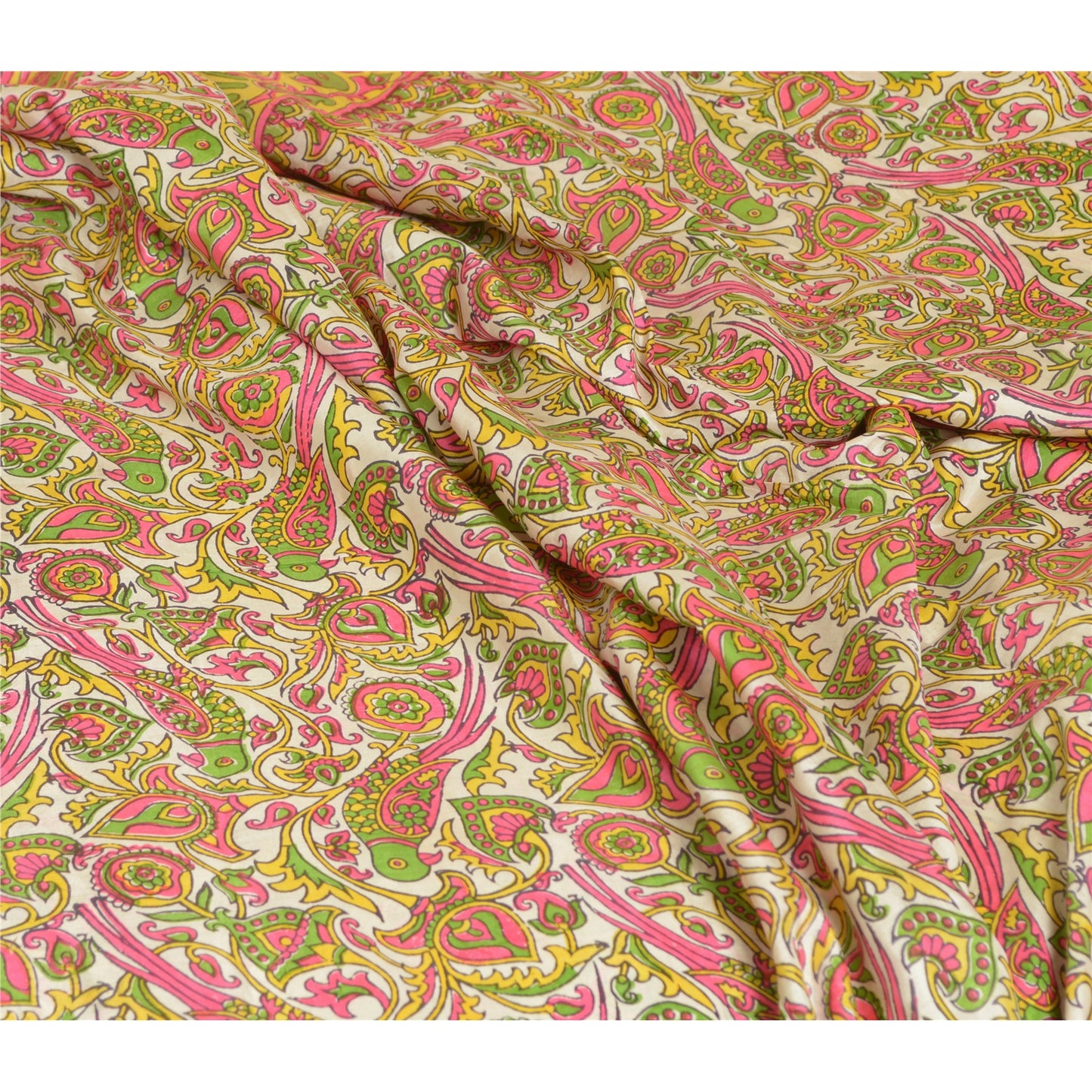 Sanskriti Vintage Sarees Indian Women Parrot Printed Pure Silk Sari Craft Sustainable Fabric